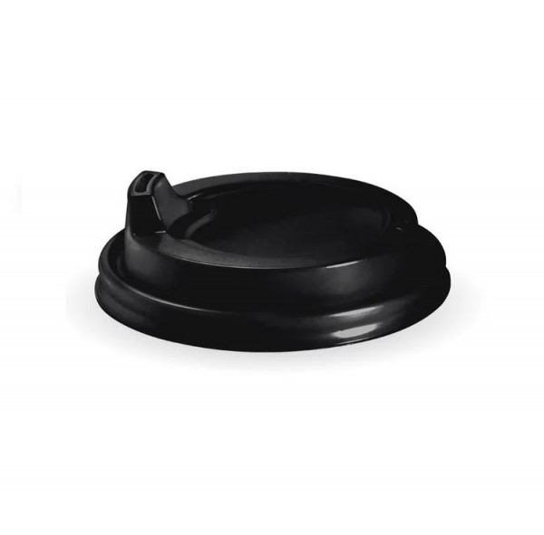 Black Plastic Sipper Lid for 12oz & 16oz Coffee Cups