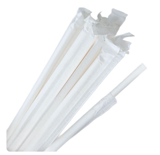 Plain White Paper Wrapped Straw